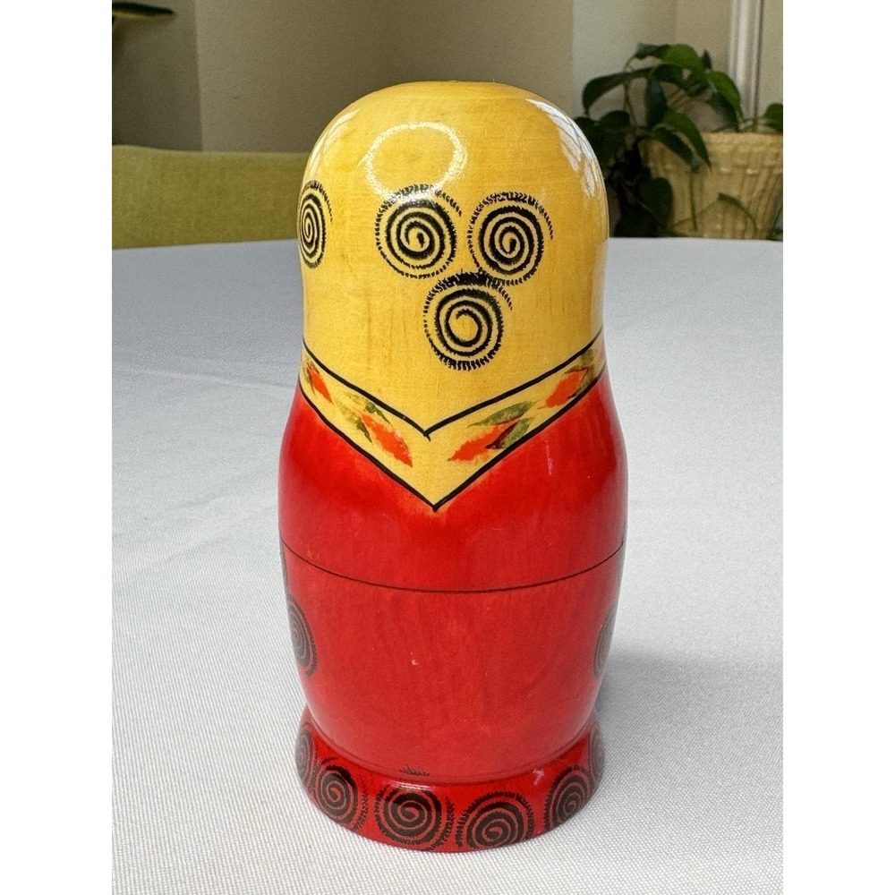 Russian USSR Matryoshka Nesting Dolls 6pc Hand Painted 5" Rose - Picture 3 of 5